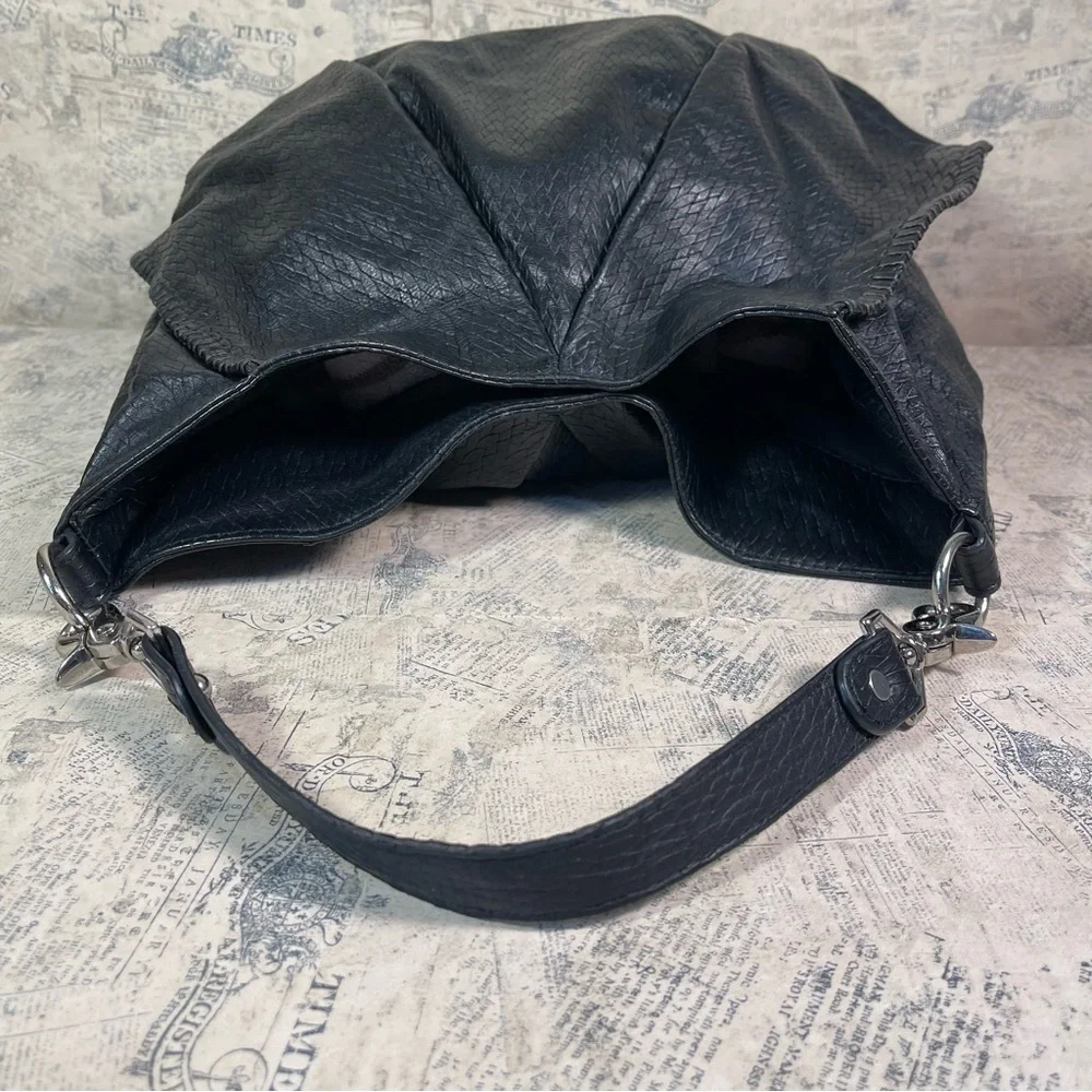 Treesje Black Leather Shoulder Bag Soft Leather Silver Hardware Designer Purse